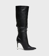 Edie Black Knee High Stiletto Heeled Boots